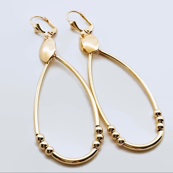 Raf Rossi Gold Plated Jewelry - Large oval shape goldfilled dangle Earrings